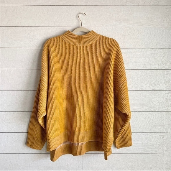 Topshop-NWT-Mustard Funnel Neck Oversized Sweater-Size US 8-10 - Picture 6 of 9